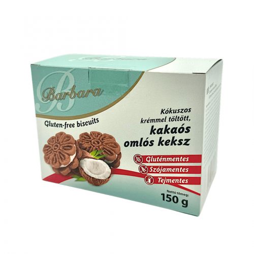 Kókuszos krémmel töltött, kakaós omlós keksz 150g Barbara